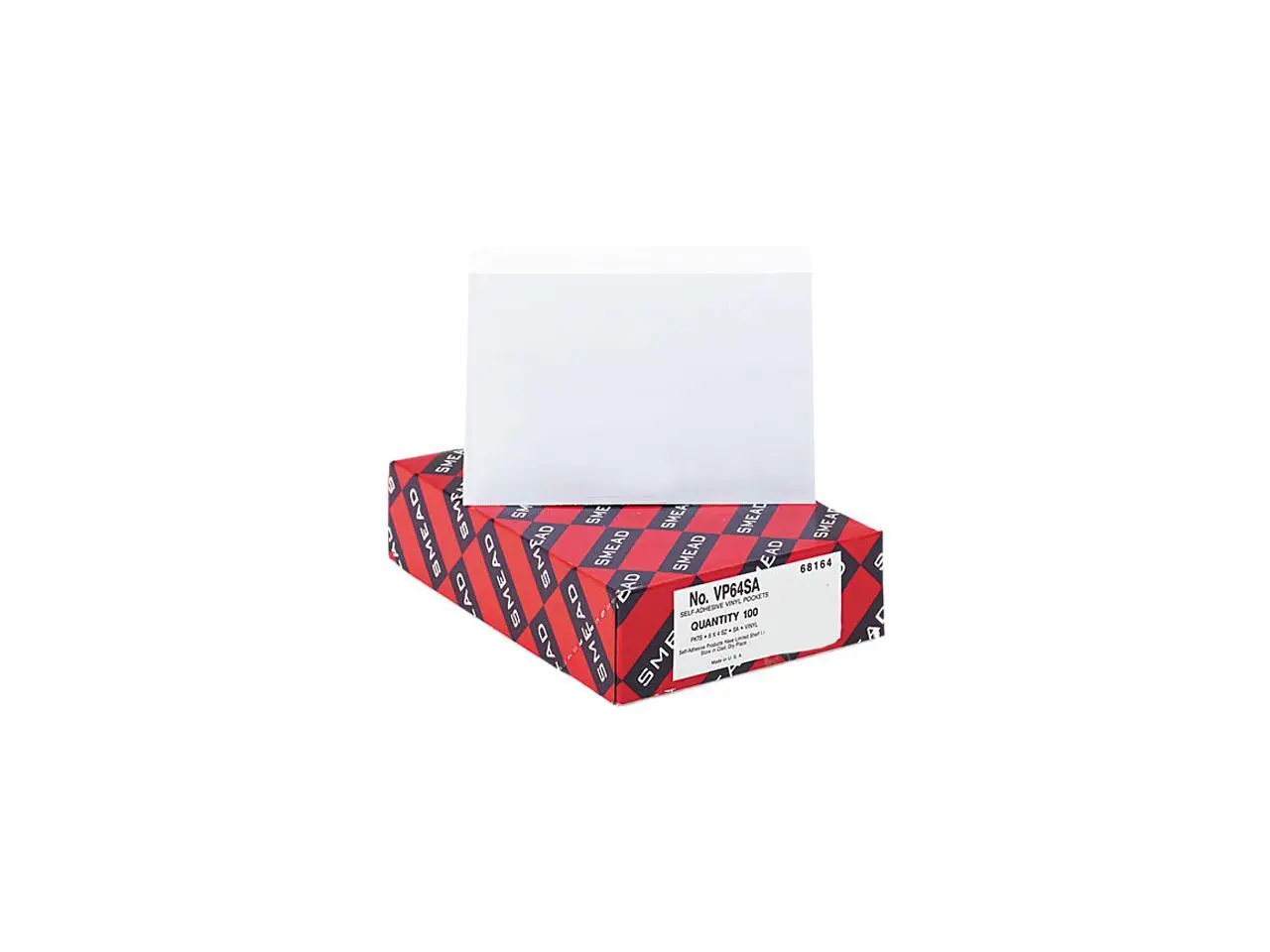 Smead 68164 Self-Adhesive Poly Pockets, Top Load, 6-1/4 x 4-9/16, Clear, 100/Box