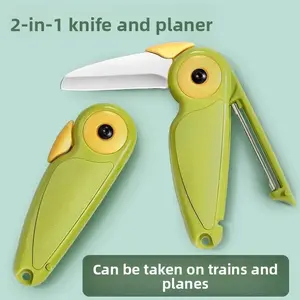 Creative 2-in-1 Portable Fruit Knife, Suitable for High-Speed ​​Rail, Airplanes, and Trains; Stainless Steel Peeler for Business Trips and Travel