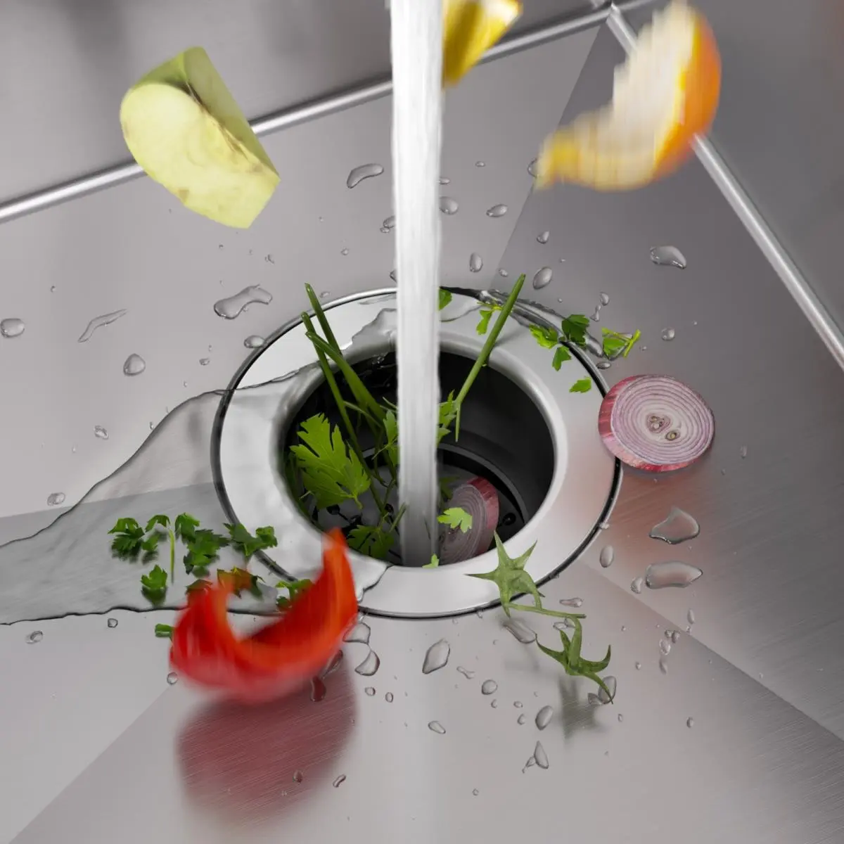 212 MAIN Kraus KWD100-75MBL WasteMate Continuous Feed Garbage Disposal, 0.75hp Ultra-Quiet Stainless Steel Motor, Round Grinding Solution for Kitchen Sink Plumbing