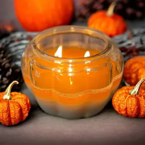 Large 56oz Pumpkin Glass Jar Candle Decor
