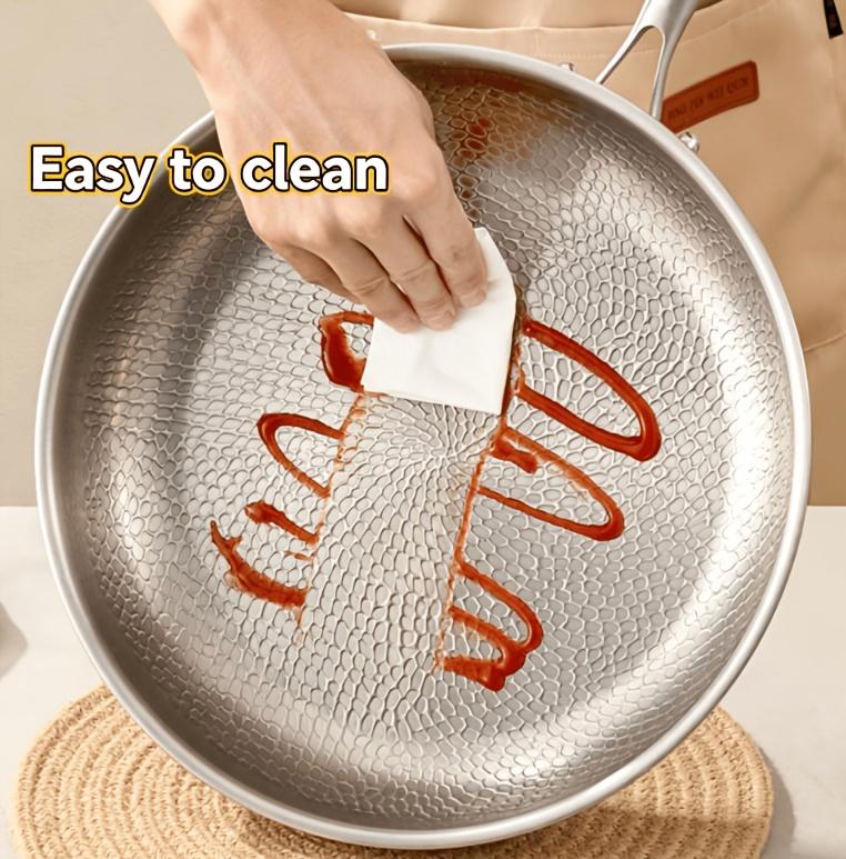2026 Hot Selling New Titanium Frying Pan Hammered Texture with Lid And Spatula Gift, Upgraded Version of Non-Coated Non-Stick Titanium Pot, Matching Heat-Resistant Hollow Handle Glass Lid, Super Durable, Scratch-Resistant, Suitable for All Stoves