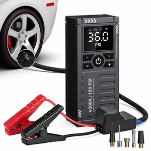 4500A Heavy Duty Jump Starter with 150PSI Air Compressor, Portable Power Bank Smart Inflator with Presetted Auto-Shutoff, 12V Car Battery Starter with Jumper Cables