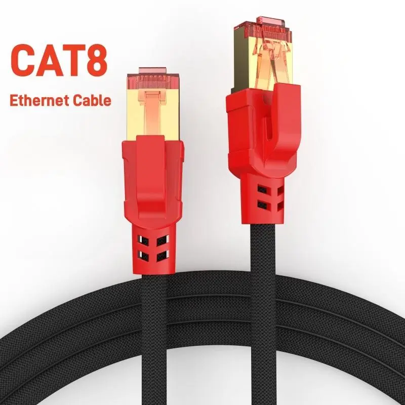 MIZIQIER Cat 8 Ethernet Cable, High Speed Durable Braided Design 40Gbps 2000Mhz Network Cord, Braided Data Cable, Cat8 RJ45 Shielded Protection Indoor LAN Cables Compatible for Gaming PC PS5 Xbox Modem Router HD Streaming