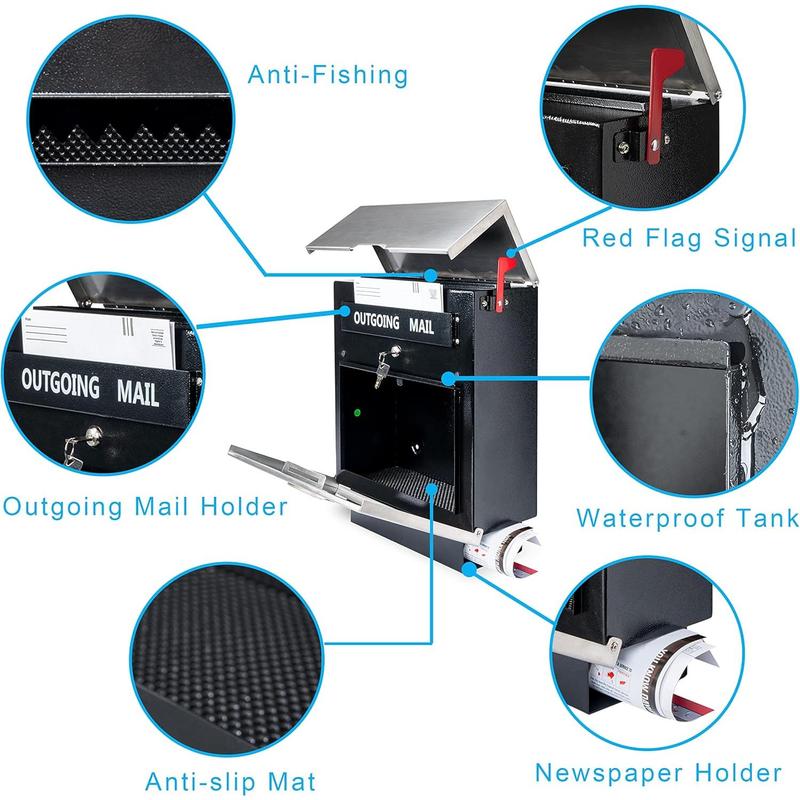 D23-H - Stainless Steel Mailbox for Walls, Heavy Duty Wall Mounted Mailbox with Newspaper Holder - 14.25'' x 6'' x 17.25'' Silver Rust Proof Steel Dropbox