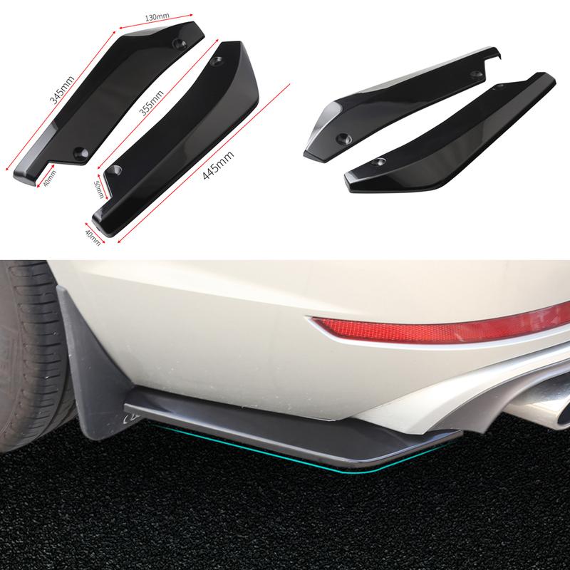 Glossy Front Bumper Lip Kit, Universal Car Bumper Protection Kit - Adjustable 4-Section Front Bumper Lip, Black Chin Spoiler Splitter, Rear Lip & Side Skirt, Easy Install & Durable Design, Fits Honda Toyota Mazda Nissan Ford Mercedes-Benz Hyundai Subaru