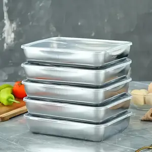 Stainless Steel Food Storage Container with Lid, 3/5 Counts Reusable Food Storage Box, Food Storage Container for Home Kitchen, Travel Picnic, Utensils,  Kitchen Gadgets