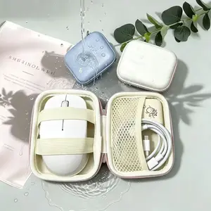 Litchi Texture Multifunctional Storage Bag, Electronic Accessories Organizer, Hard Shell Camera Case, Earphone Pouch, Lightweight Design