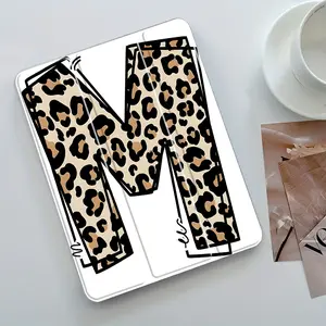 Trendy Leopard M Design Three-Tier Stand iPad Case,Transparent Acrylic Hard Back,Pencil Slot & Charger Port,Fits iPad 7.9/8.3/10.2/10.5/10.9/11/12.9 13 inch,Shock-resistant Full Cover Protective Case Suitable for Offices Schools Homes, Tablet Stand Holder