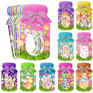 9pcs Easter Cartoon Bunny Egg Gift Bags in Colorful Jar Shapes, Perfect for Treats and Party Favors for Festive Decoration, Gift Pouch