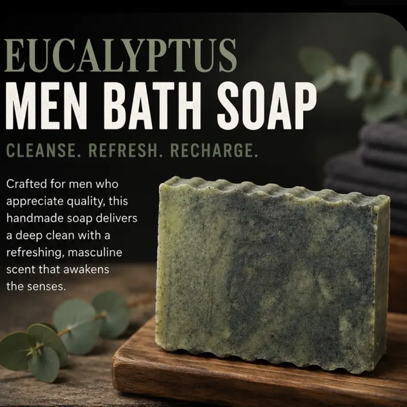 Men's Eucalyptus Mint Soap Bar - Hydrating Body Care Soap with Soothing, Oil Control Benefits for Daily Skincare and Daily Use