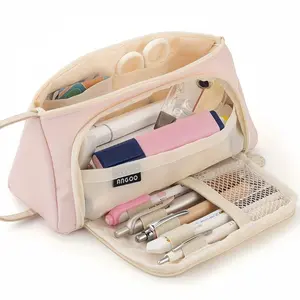 Triangle Portable Large Capacity Twill Fabric Pencil Case and Makeup Bag, Durable Multifunctional Stylish Writing Stationery Storage for Office and Study, Perfect Holiday Gift