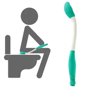 Extended Reach Personal Hygiene Aid with One-Button Release, No-Bend Toilet Assist Tool for Elderly and Limited Mobility, Ergonomic Non-Slip Handle for Independent Daily Bathroom Care, Easy-Clean Material for Home Health Assistance