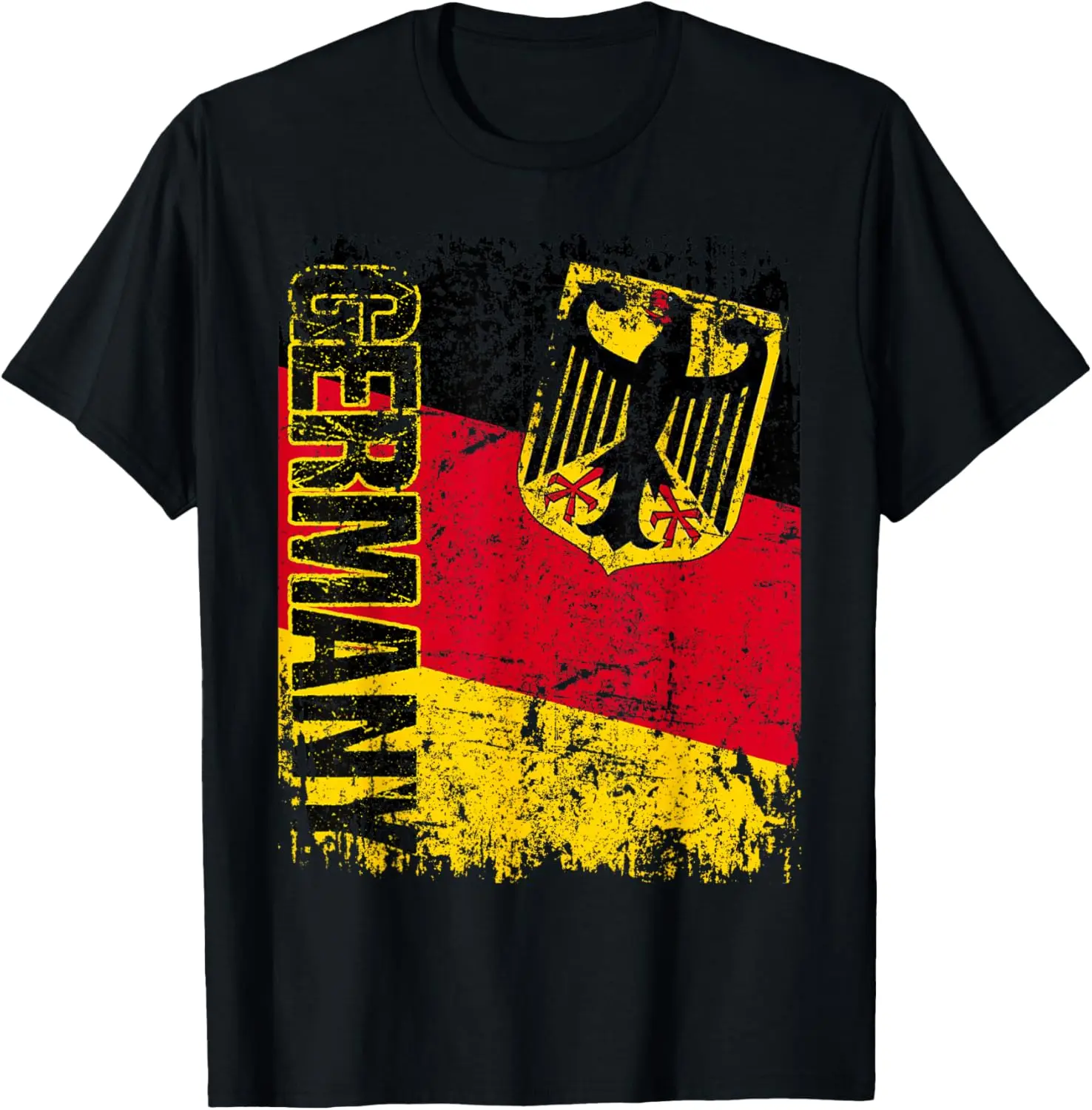Women's 100% Cotton Loose-Fitting Lady's Tshirt - Casual, Graphic Round Neck, German Flag Vintage Distressed Streetwear Top for Everyday Clothes