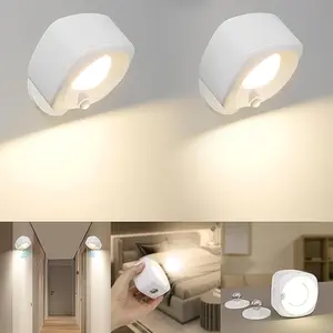 LED Indoor Wall Lights with Motion Sensor, 4000K Dimmable Wall Lamp, 360° Rotatable Wireless Wall Lights, USB Rechargeable, Suitable for Living Room, Bedroom, Hallway, Staircase