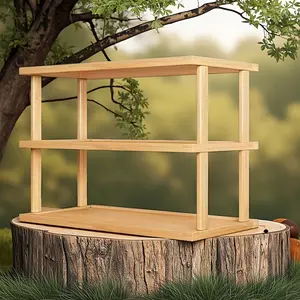 Three-Tier Desktop Organizer, Bamboo Wood Material, Office Desk Storage, Home Bookshelf, Small Tabletop Rack, Office Workspace Holder