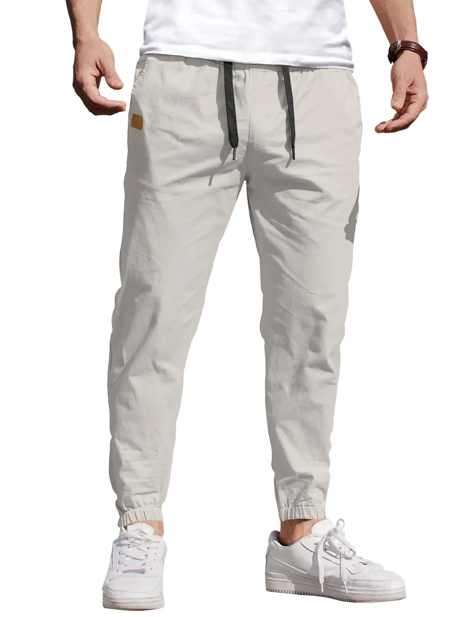 COOFANDY Menswear Casual Joggers - Elastic Drawstring, Soft Cotton-Spandex Fabric, Chino Cargo Pants for Hiking & Outdoor Use, Sports, Pockets, Fashion, Gym, Shirt