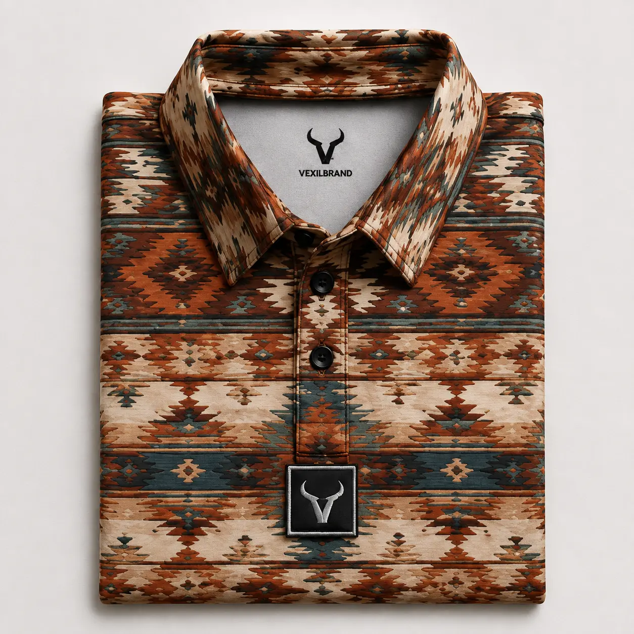 Vexil Brand - Polo - Cinch Rust/Cream/Teal Aztec