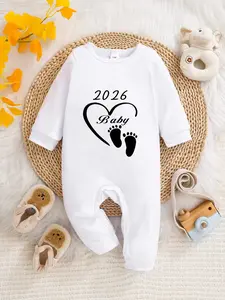 Newborn Spring Fall Long Sleeve Romper, Unisex Baby Onesie Bodysuit with Heart Print, Cute Crawling for Boys & Girls, 2026 Edition