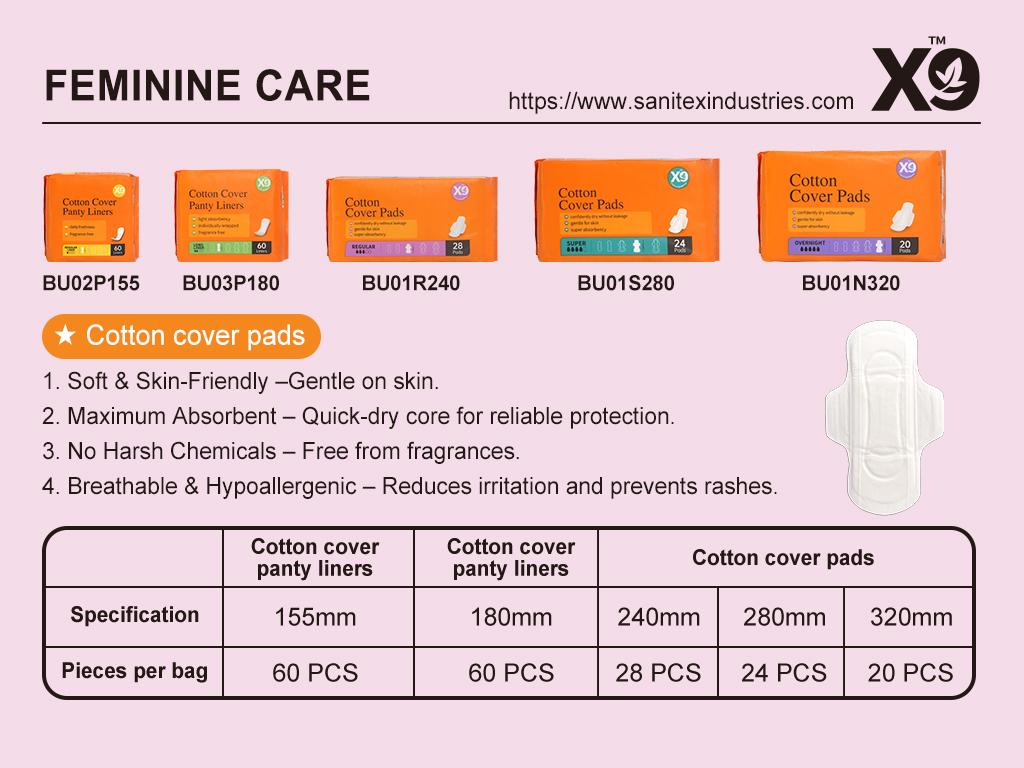 X9 Cotton Cover Panty Liners for Women, Fragrance Free Individually Wrapped Daily Pantiliners, Light Absorbency Breathable Feminine Care Liners, Regular & Long Size Options, 60 Count