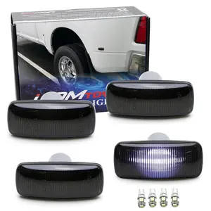 iJDMTOY Smoked Lens All Xenon White LED Trunk Bed Marker Lights Set For Dodge 2010-18 RAM 2500HD 3500HD Dually Truck Double Wheel Side Fenders, Powered by Total 20 LED