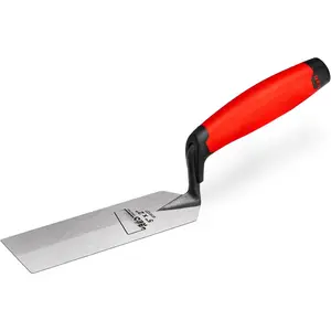 RED Margin Trowel, 5" x 2" Upgraded Ground , Professional Masonry Tools, Heavy Duty One- Forging, Durable High Carbon Steel, Soft Handle, for Spreading Mortar, Trimming Corners