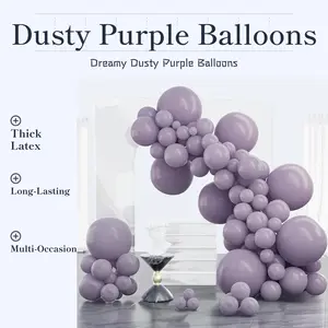 100Pcs Aesthetic Dusty Purple Balloon Arch  Muted Lavender & Lilac Mixed Sizes (5"-18") for Boho Baby Shower, Graduation, Bridal Shower & Dreamy Birthdays