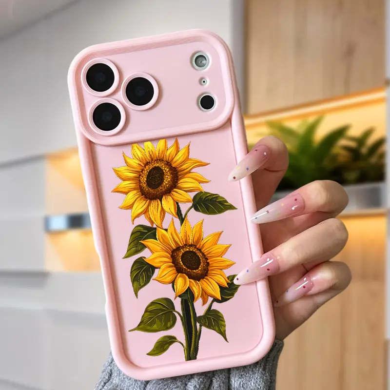 Sunflower Joy Anti-Scratch Shockproof TPU Bumper Phone Case for iPhone 17 Air 15 16 16e 14 13 12 11 Pro Max Plus X XS with Non-Slip Texture Drop-proof Cover