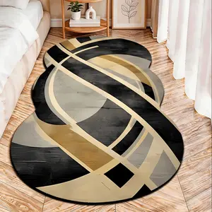 Gold Style Abstract Art Velvet Carpet, Abstract Area Rugs, Non-Slip, Suitable for Bedroom/room, All Seasons, Durable and Easy to Maintain