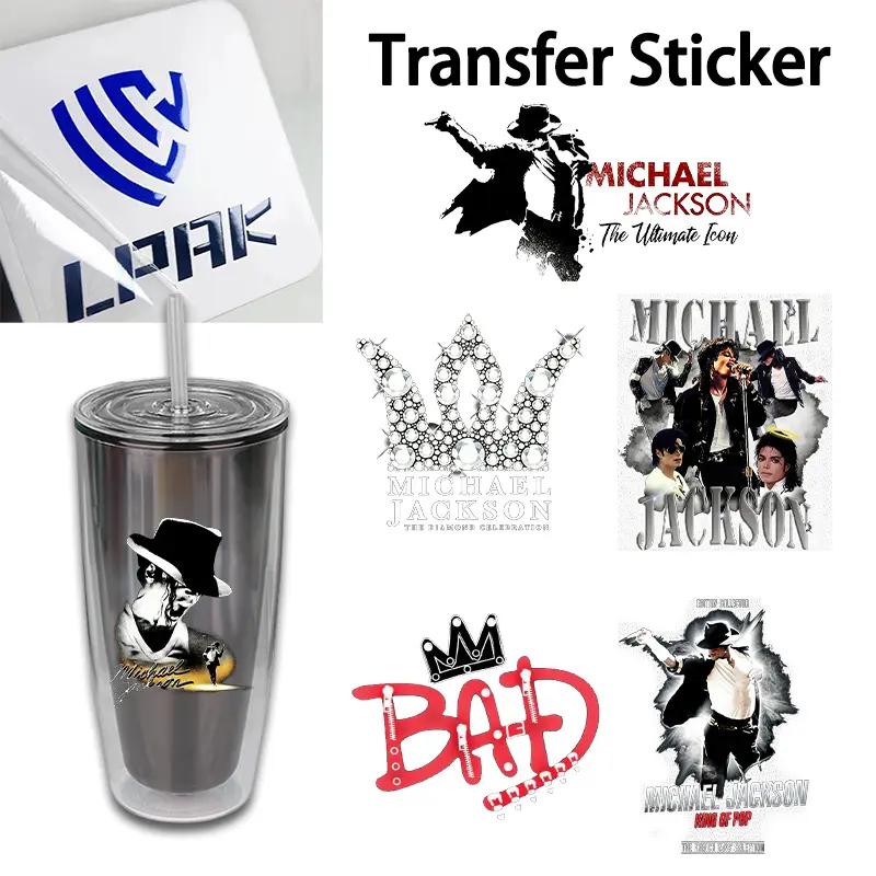 1pcs Vintage Michael Jackson Graphic Transfer Stickers Crystal Self-adhesive Label Wedding Bottles Packing Box Fashion Stickers