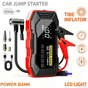 Voice-Tank 4-in-1 Jump Starter with Air Compressor, 4000A Portable Car Battery Starter (All Gas/10L Diesel), 160PSI Tire Inflator with Auto-Shutoff, 12V Lithium Jump Box with LED Light & Power Bank