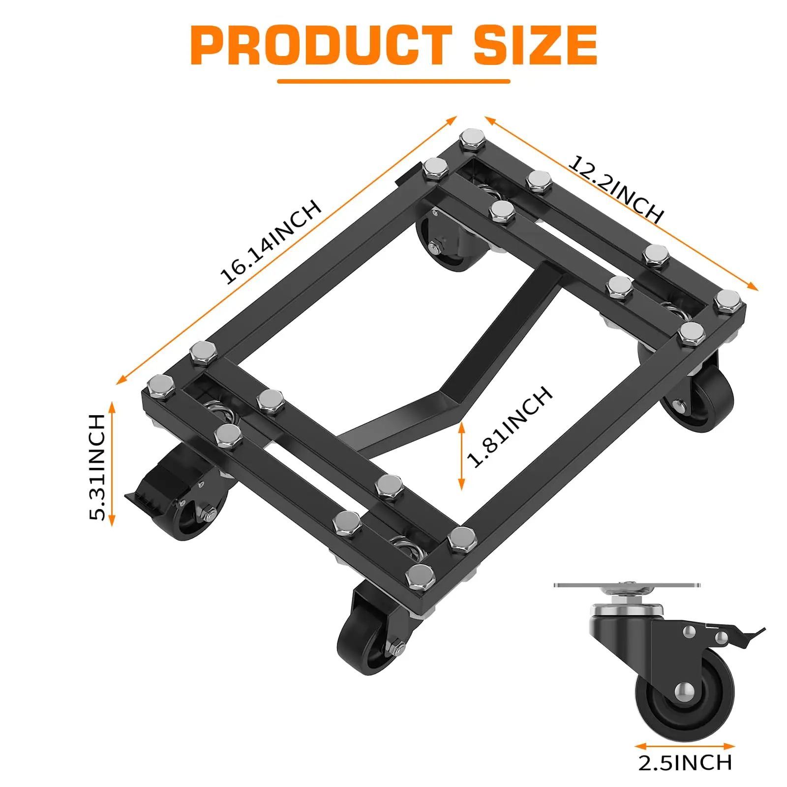 Garvee 6000 lb Heavy-Duty Car Wheel Dolly Set (4 Pack) - Double V-Shape Steel Tire Skates - Locking Swivel Casters & Brakes - For Moving Cars, Trucks, Trailers, Motorcycles, Boats
