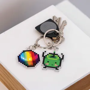 Stardew Valley Junimo and Prismatic Shard Keychain Set