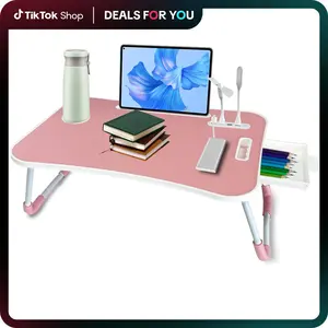 Ultra Large Portable Laptop Bed Table with Tray Holder Cup Holder & Drawer Foldable Durable Office Desk for Eating Reading Writing Home Office Furniture