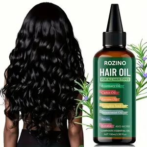 ROZINO- Multi-Ingredient Hair Care Essential Oil with Rosemary Ginger & Vitamin E for Scalp Care & Hair Repair 100ml Cold Extracted Formula for Dry Frizzy & Perm-Dyed Damaged Hair