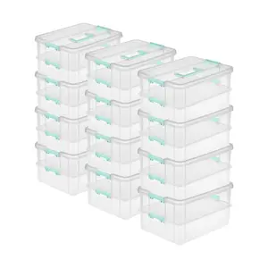 Sterilite Convenient Home 2-Tier Layer Stack Carry Storage Box, Clear (12 Pack)