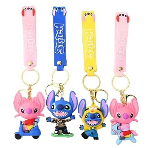 Disney Stitch Cartoon Dress-Up Keyring - Colorful Keychains with Stitch Characters on Scooters for Disney Fans, Vibrant Colors & Fun Design