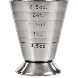 Multi-Unit Drink Measure Shot Measuring Cup with Oz, Ml and Tbsp Markings, Stainless Steel 2.5oz Set of 1