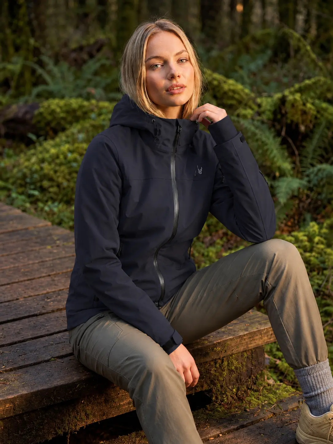 SHDR Women's 20000mm Waterproof Hooded Neck Autumn Hiking Jacket - Windproof, Micro-Ripstop, PFC-Free DWR, Fully Taped Seams, Breathable, Adjustable Hood, Functional Pockets, Regular Cut Slogan Print Trail Women's Sports Jacket for Hiking, Fishing