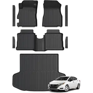 Floor Mats for  Versa 2020-2026,  Weather Floor Mats Trunk Cargo Liner and Door Sill Guards Accessories, Full Coverage Set