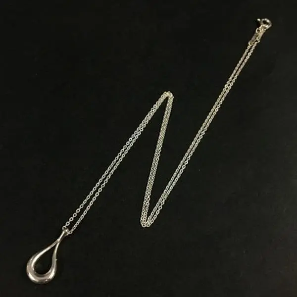 Pre-owned Tiffany&Co. Silver 925 Peretti Open Teardrop Pendant Necklace 12548091360/428193