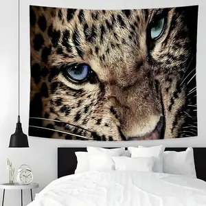 Leopard Tapestry Blue Eyes Wildlife Wall Hanging - Large Big Cat Wall Art for Living Room Decor, Realistic Animal Print Bedroom Decor, Jungle Theme Home Decoration, Wall Tapestries
