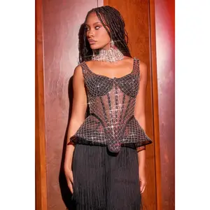 GLITZ AND GLAM SHEER RHINESTONE CORSET