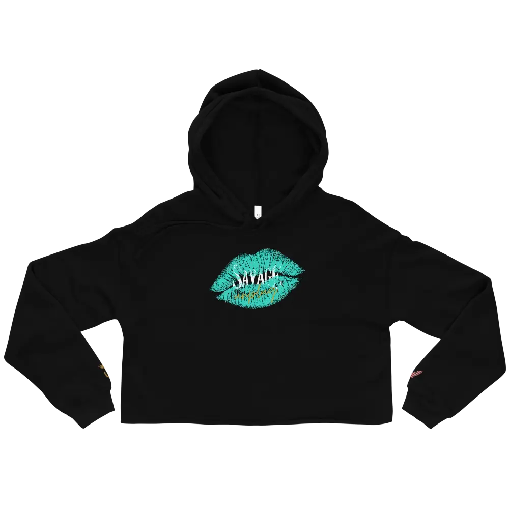 Women's Savage Athletic Crop Hoodie, Pullover Sweatshirt for Active Wear Cropped Fabric