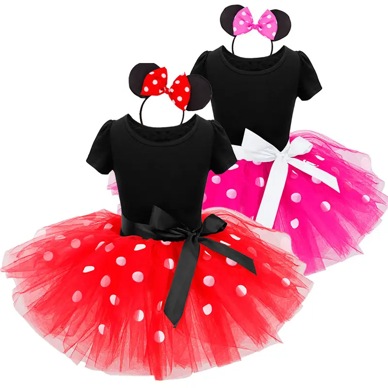 Minni Mouse Cosplay Dress for Baby Girls Polka-dot Cute Princess Costume Halloween Party Costume for Kids Carnival Clothes Tdoller Girls Dresses with