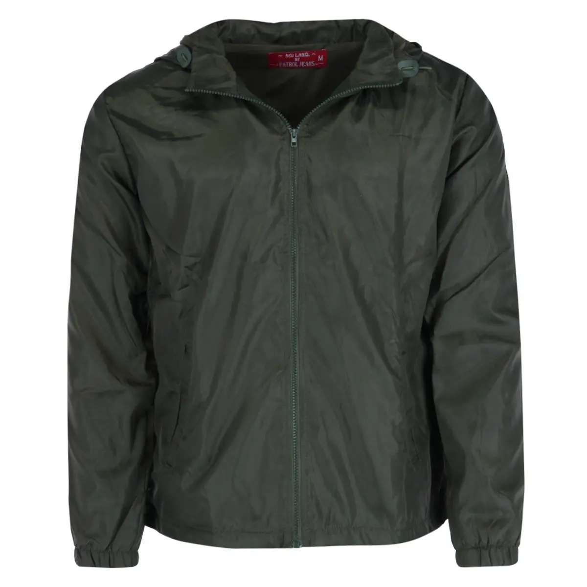 CTM Men's Plain Water-Resistant Hooded Zip-Up Windbreaker Jacket with Pockets, Menswear Outdoor Zipper Raincoat