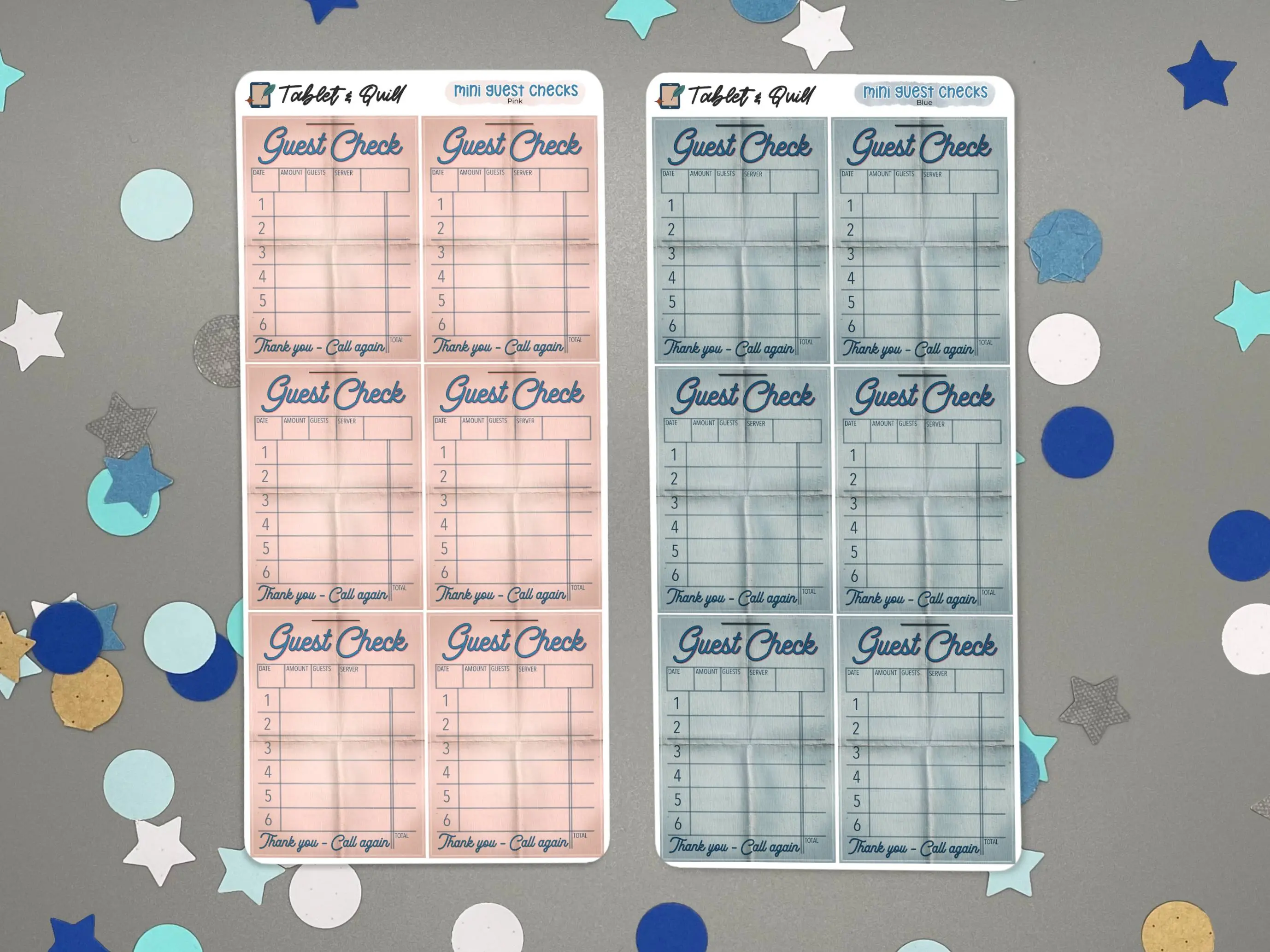 Retro Mini Guest Check Sticker Sheet