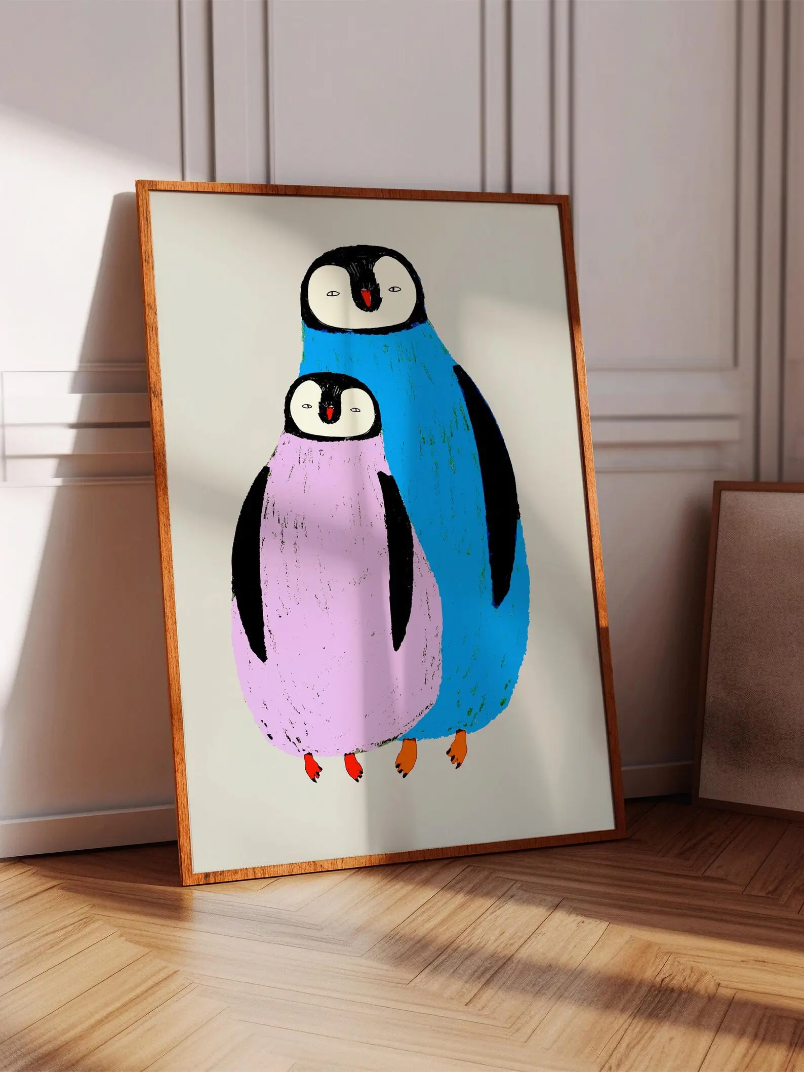 Adorable Penguins Art Print Nursery Wall Decor Baby Shower Gift For Toddler Boy And Girl Animal Illustration Christmas Childrens