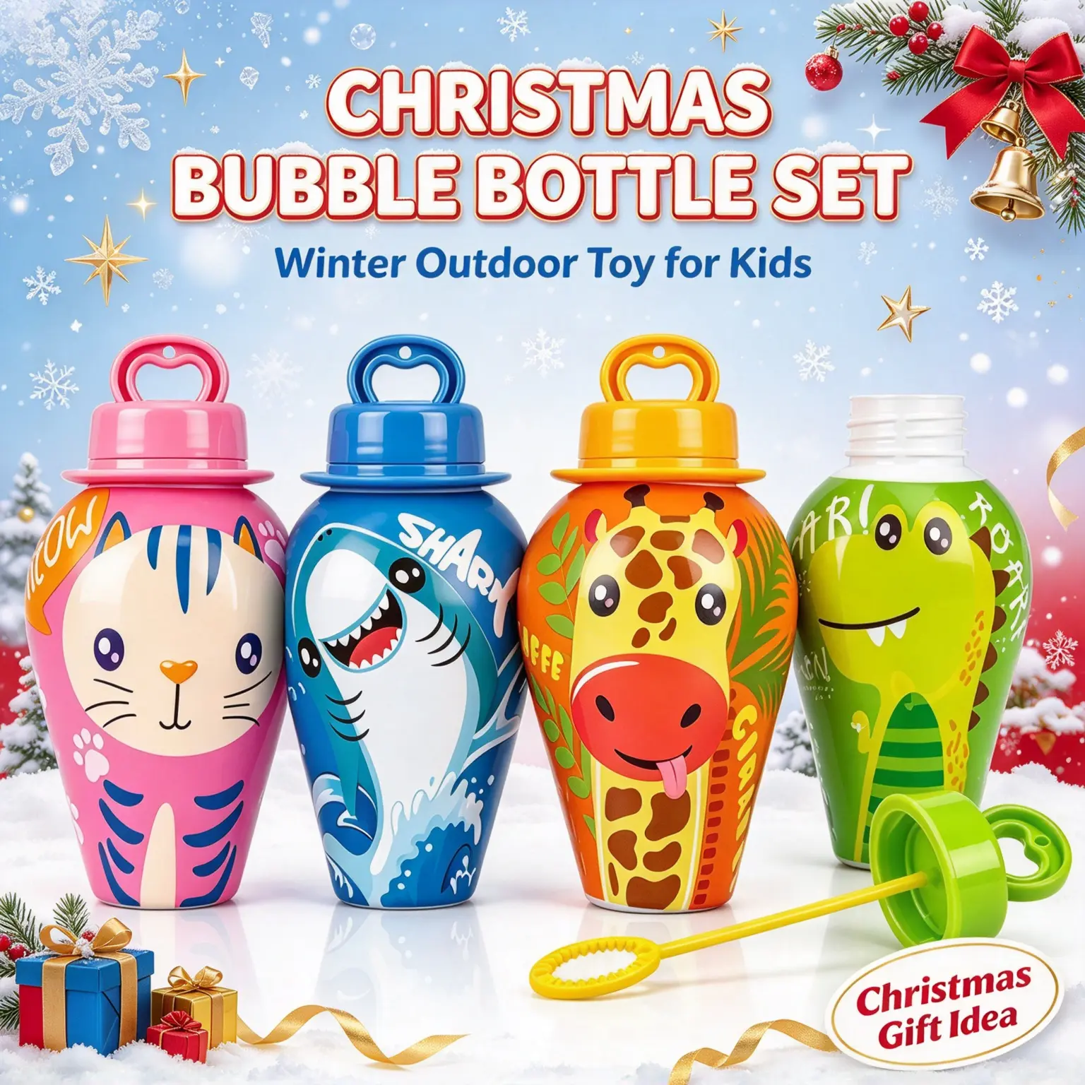 Animal Shapes Bubble Bottles - Spill-Proof, Easy-Grip, Refillable Toy for 8+ Toddlers, Outdoor Fun Birthday Gift (Toys & Hobbies, Sports & Outdoor Play, Bubbles)