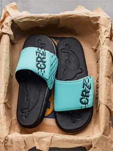 Casual Sandals Men's New Velcro Design Sports Slippers, Outdoor Soft Soled Comfortable Beach Shoes, Plus Size 48 One Word Slippers