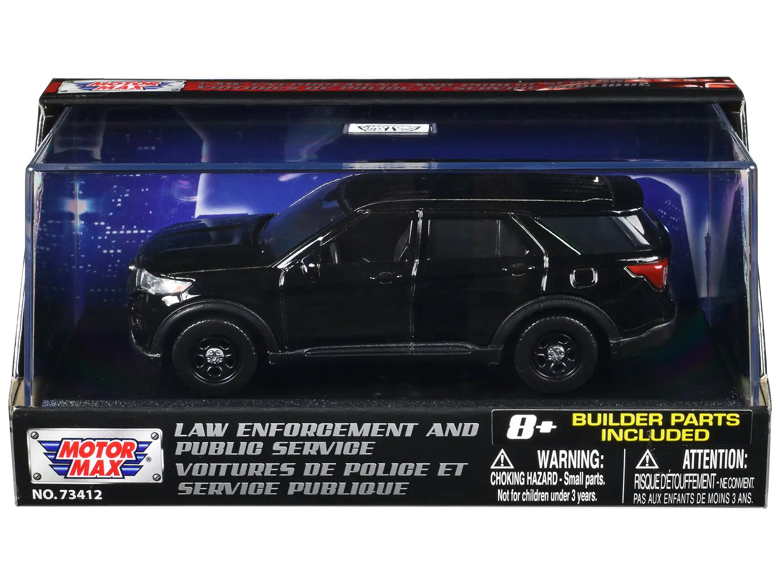 2022 Ford Police Interceptor Utility Black Unmarked "Law Enforcement & Public Service" Series 1/43 Diecast Model Car by Motormax